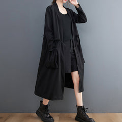 Large Size Loose Mid-Length Solid Color Jacket