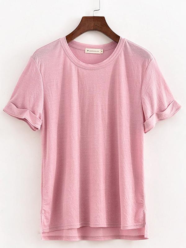 Simple Solid Short Sleeves Tops