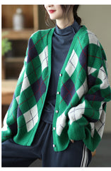 Retro Plaid Knitted Outwear