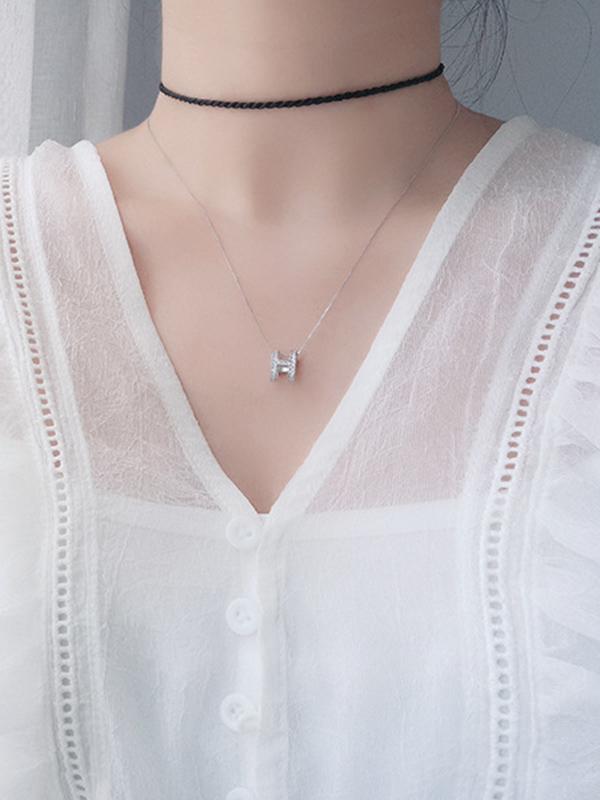 Simple Silver H Necklace