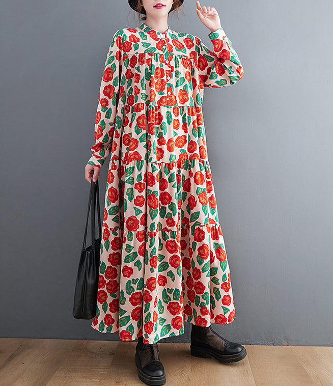 Loose Floral Print Midi Dress