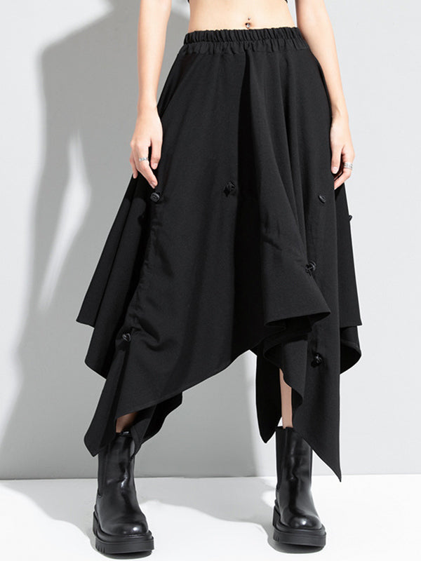 Irregular Solid Color Drawstring Skirt