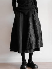 Double Layered Elasticity Jacquard Pure Color Split-Joint A-Line Roomy Skirts Bottoms
