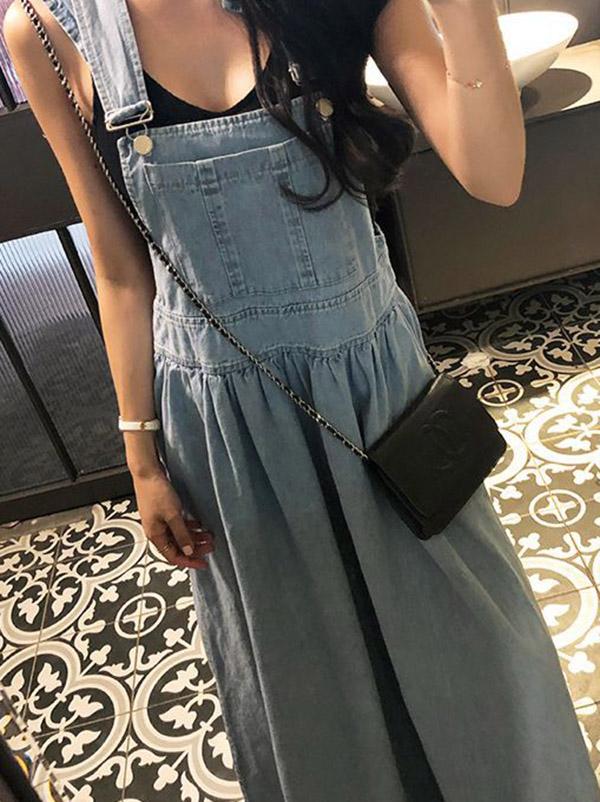 Loose Wide-Leg Jean Long Slip Dress