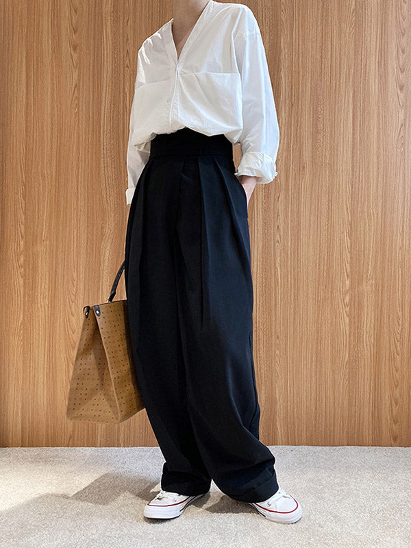 Roomy Wide-Leg Velcro Suit Pants