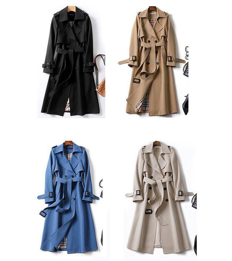 Solid Color Lapel Collar Mid-Length Coat