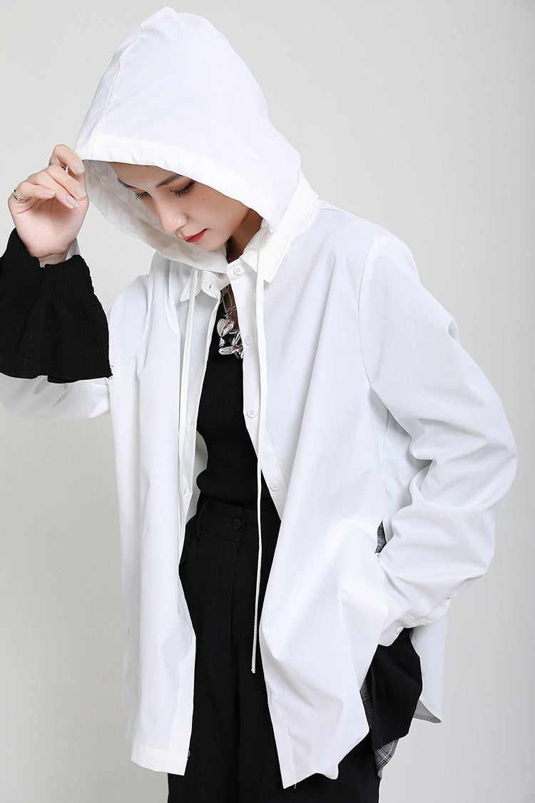 Split-Joint  Cropped  Hooded Coat