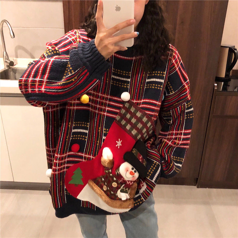 Women Loose Pullover Print Casual Sweater