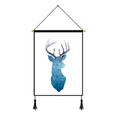 Blue Deer Geometric Pattern Printed Wall Hanging Decoration