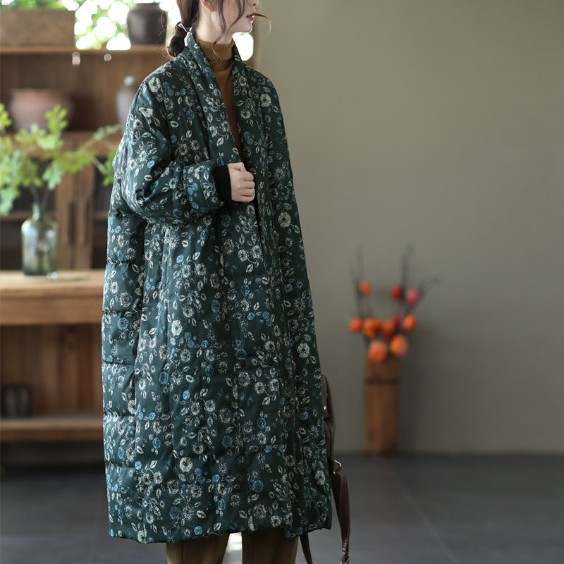 Retro Double-Breasted Floral Coat