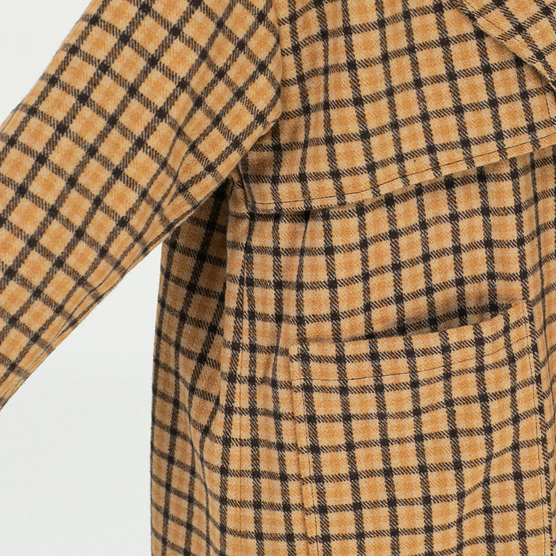 Vintage Plaid Lapel  Thick Coat