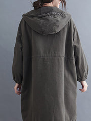 Women Loose Hooded Thick Coat