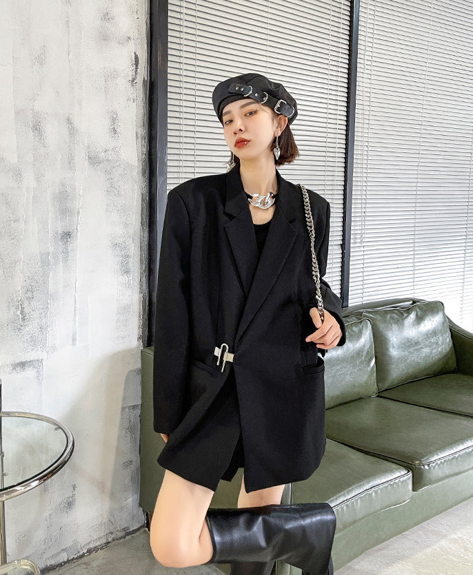 Loose Solid Color Lock Casual Suit Outwear