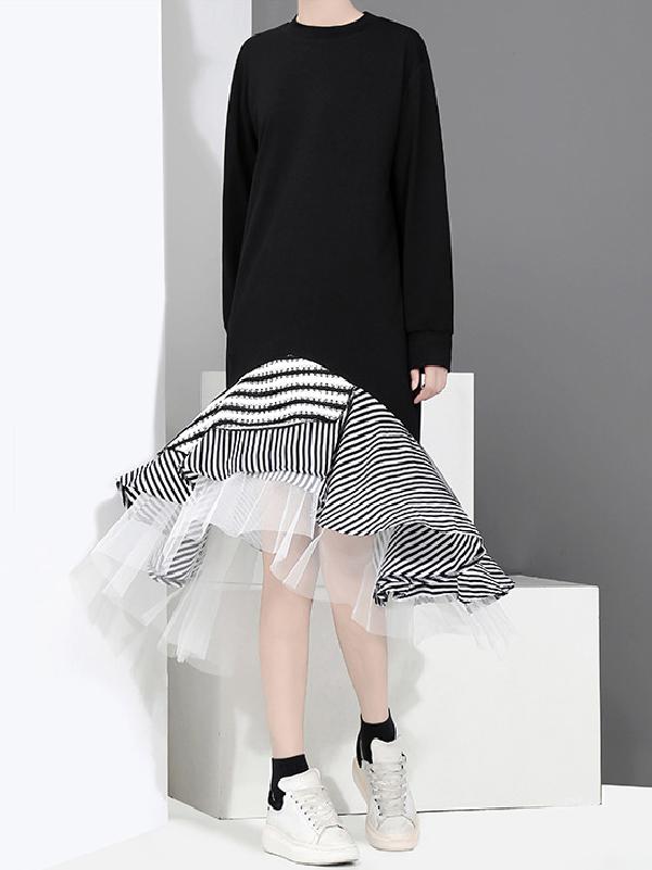 Fashion Chiffon Falbala Midi Dress