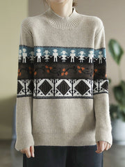 Vintage Loose Print Casual Sweater