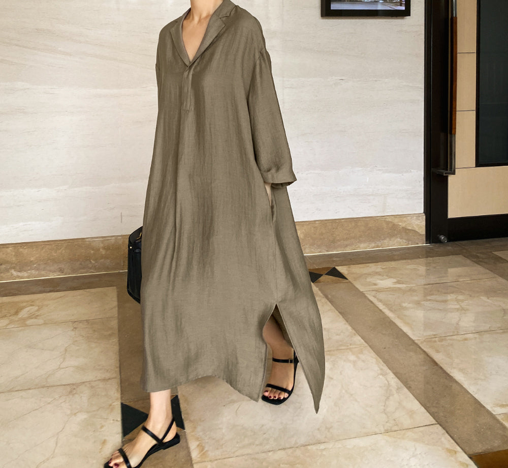Loose Solid Color Shirt Dress