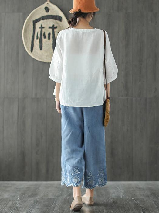 Loose Embroidered Comfortable T-shirt