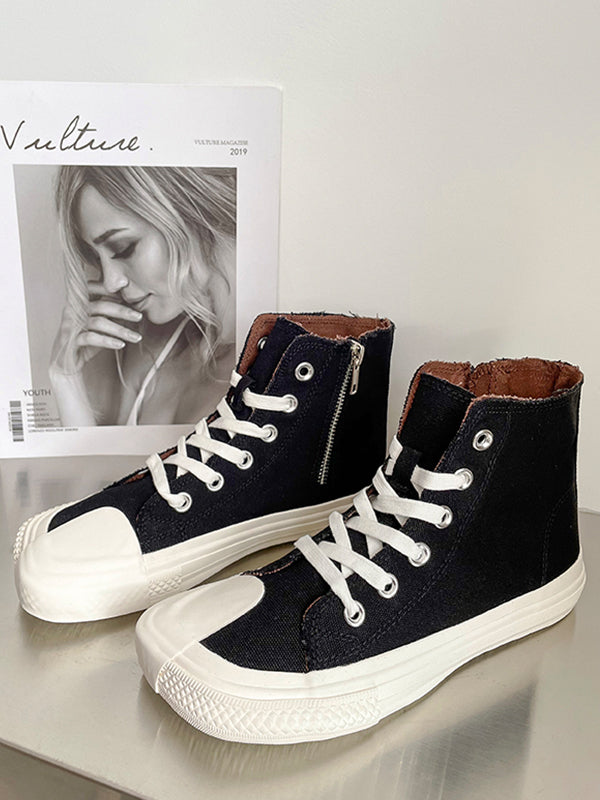 High-Top Breathable Flat Canvas Shoes