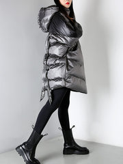 Women Hooded Irregular Thick Casual Coat