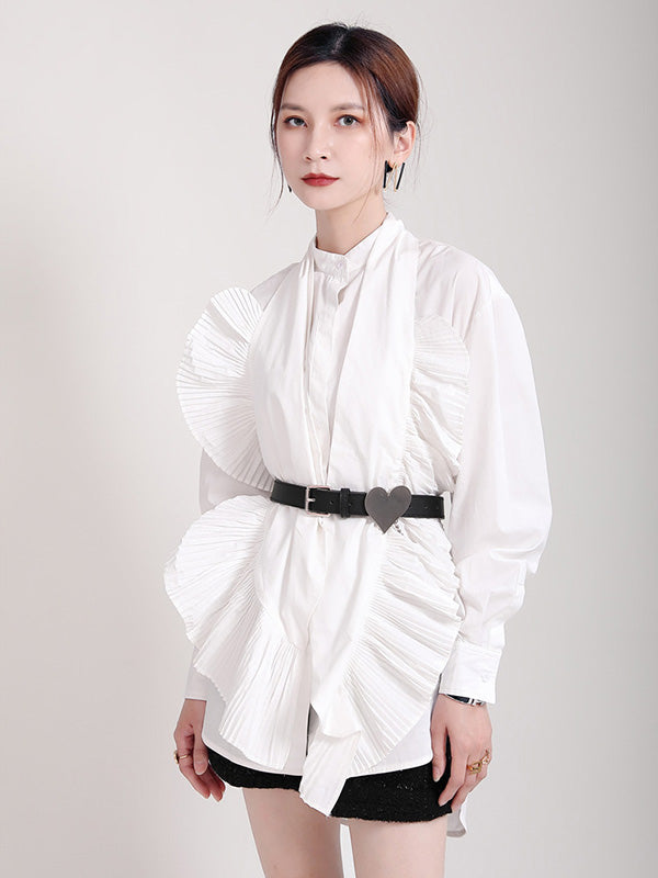 Retro Pleated Irregular Personality Shirt