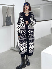 Urban Printed Long Knitted Outwear