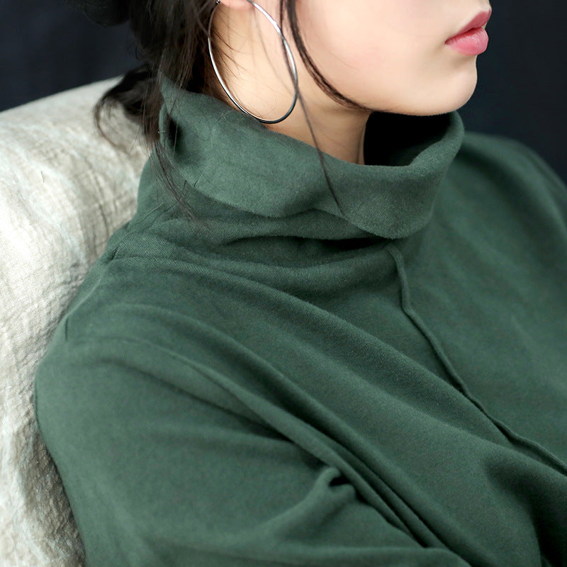 Simple Solid Color Turtleneck Long Sleeve T-Shirt