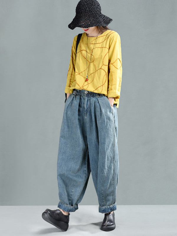 Loose Fitting Lantern Jeans Pants