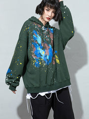Women's Hooded Printed Fleece Sweatshirt