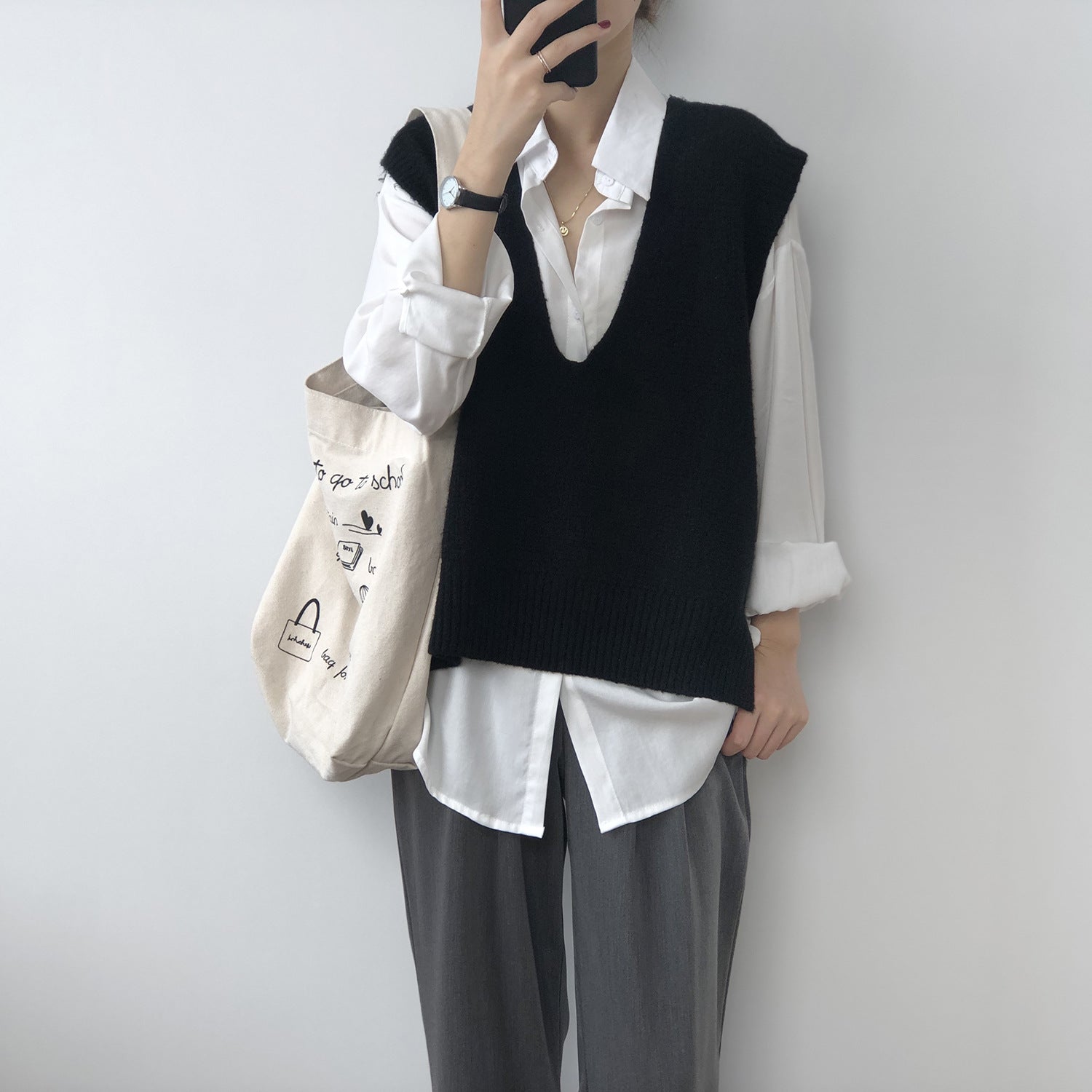 Casual V-Neck Solid Color Waistcoat