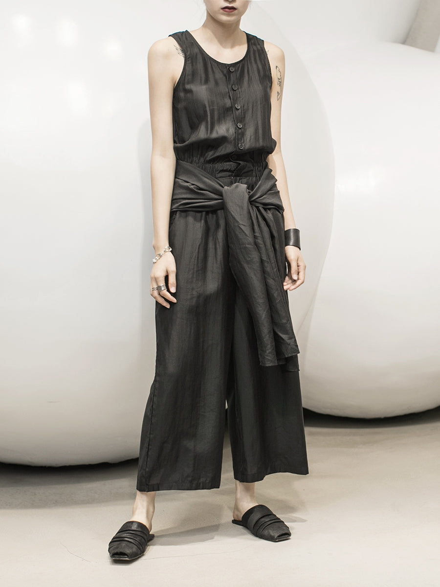Original Solid Sleeveless Wide Leg Jumpsuits
