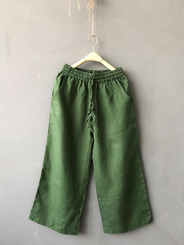 Casual Wide-leg Linen Pants