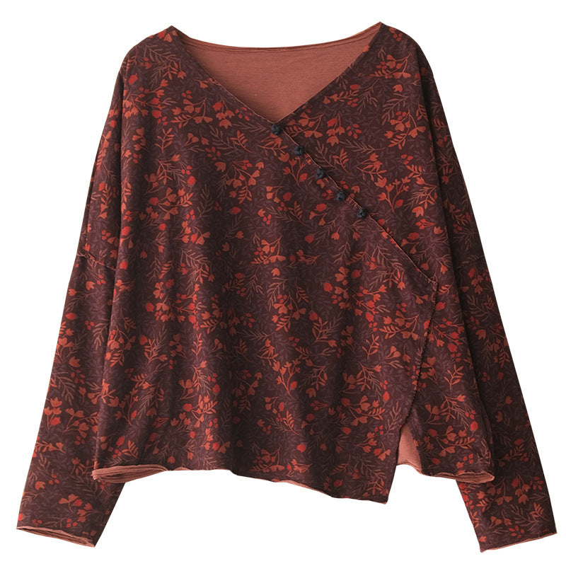Retro Plate Button Slash Irregular T-Shirt