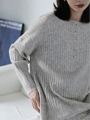 Round Neck Simple Casual Knitted Sweater