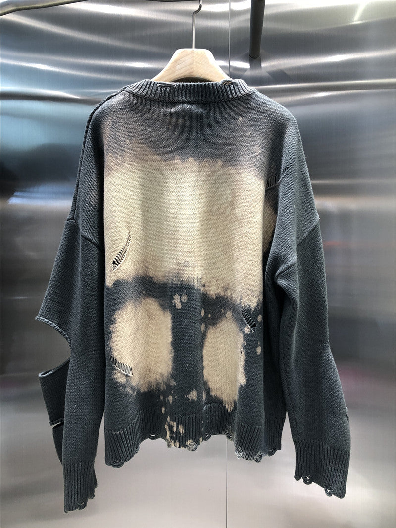 Loose Tie Dye Round Neck Sweater Top