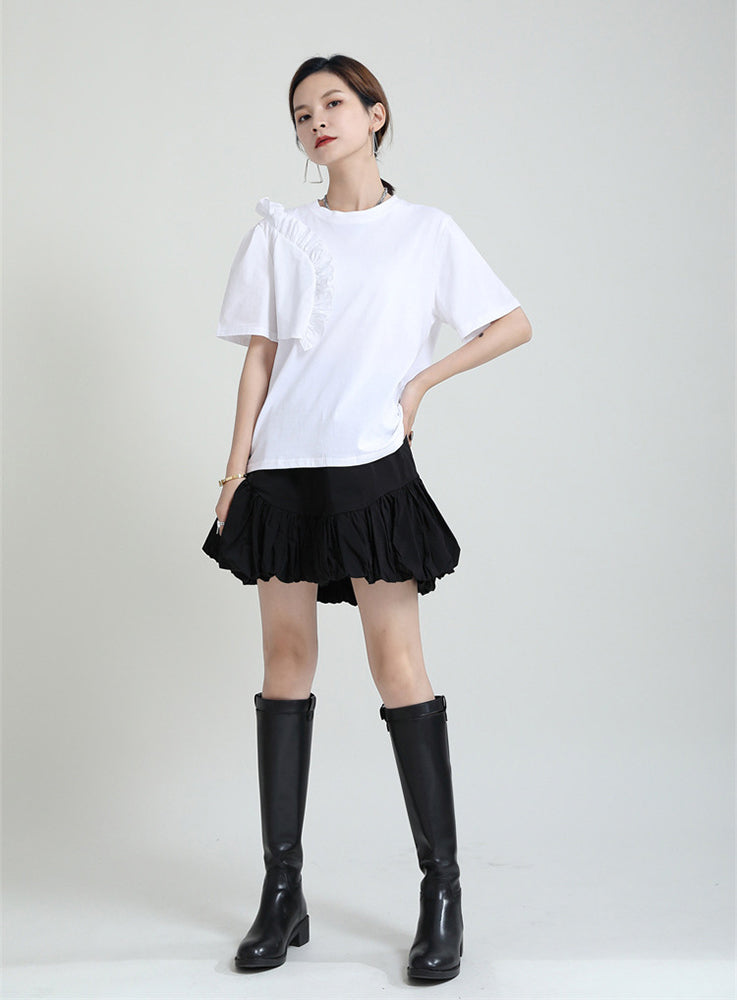 Solid Color Loose Round Neck Short Sleeve T-Shirt