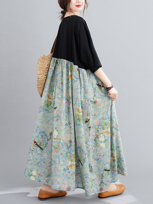 Original Floral Round-Neck Dress