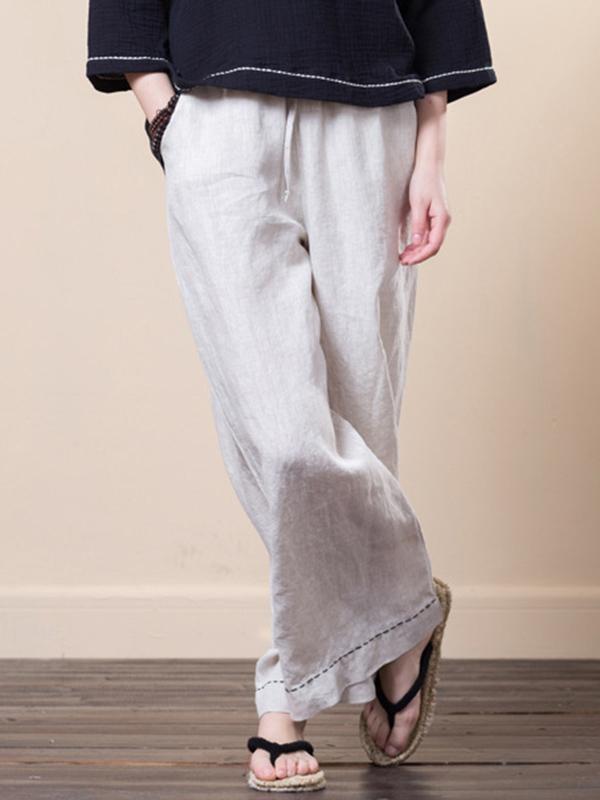 Vintage Linen Drape Wide Leg Pants