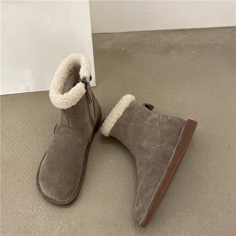 Flat Medium Tube And Fleece Snow Boots