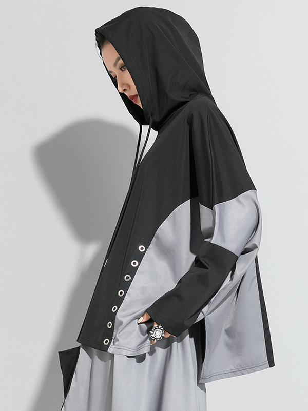 Tide Loose Splicing Split Side Cropped Hooded T-Shirt