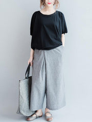 Loose Simple Gray Stripe Designed Pants