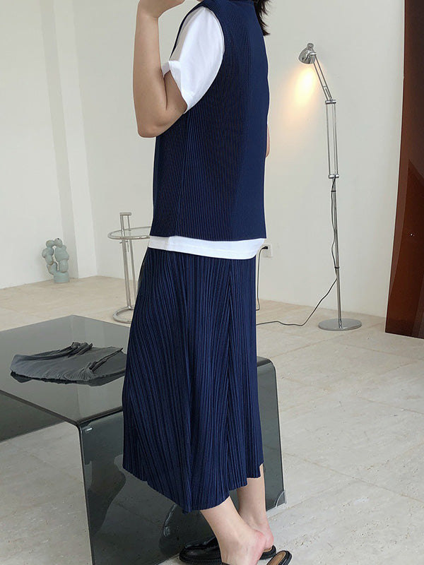 Original  Irregularity Pleats Solid Skirt