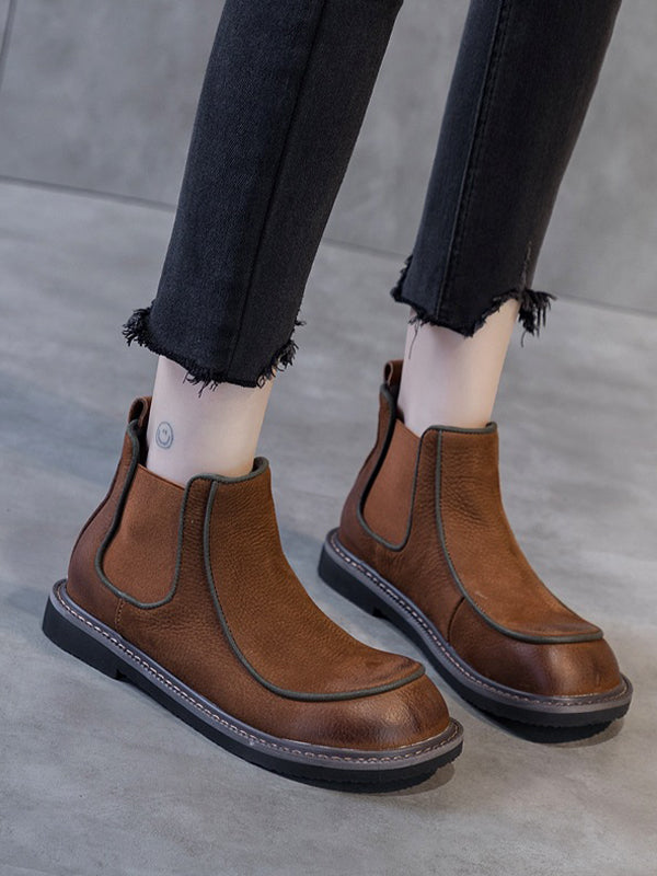 Simple Low-Heeled Round Toe Martin Boots