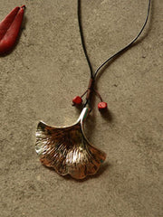 Vintage Ginkgo Leaf Long Necklace