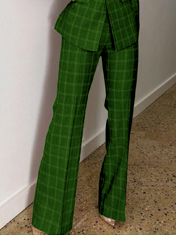Wide Leg Plaid Suit Pants