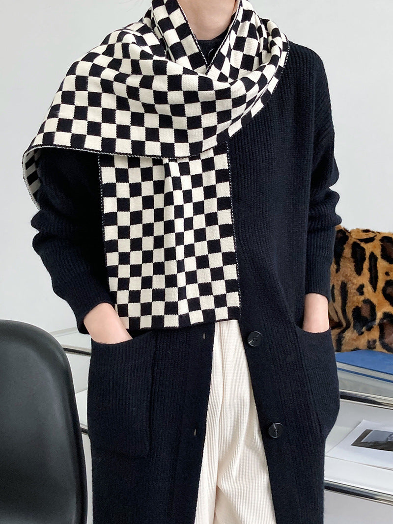 Retro Solid Thicken Knitted Midi Outwear
