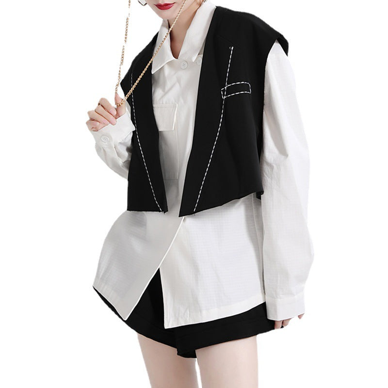 Casual Lapel Collar Irregular Design Long Sleeve Shirt