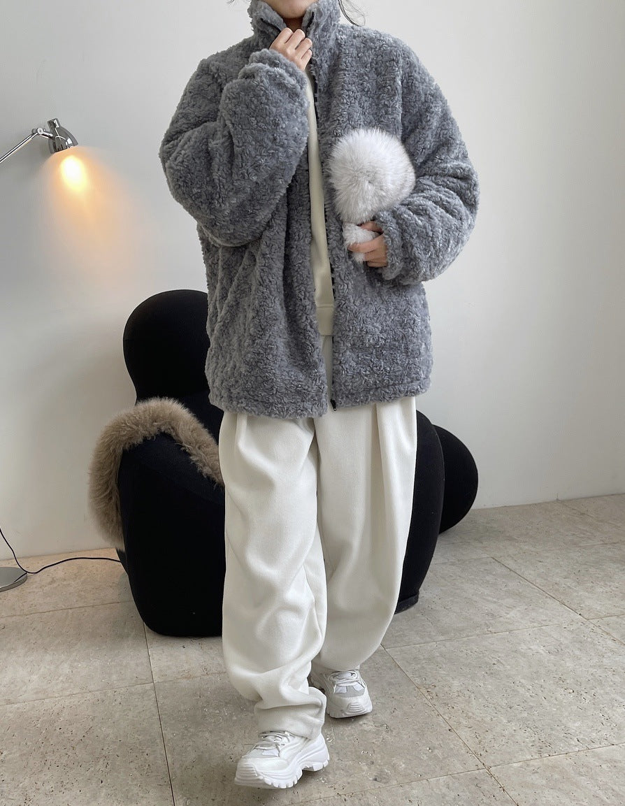 Casual Solid Color Plush Loose Coat