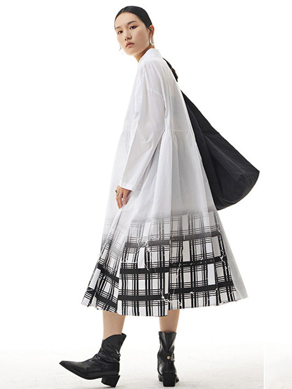 Urban Roomy Asymmetric Long Sleeves Gradient Midi Dress Shirt Dress