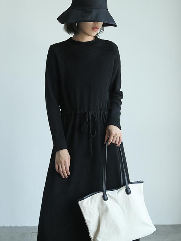 Casual Lace-Up Knitting Soft Dress