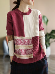 Vintage Loose Patchwork Casual Sweater